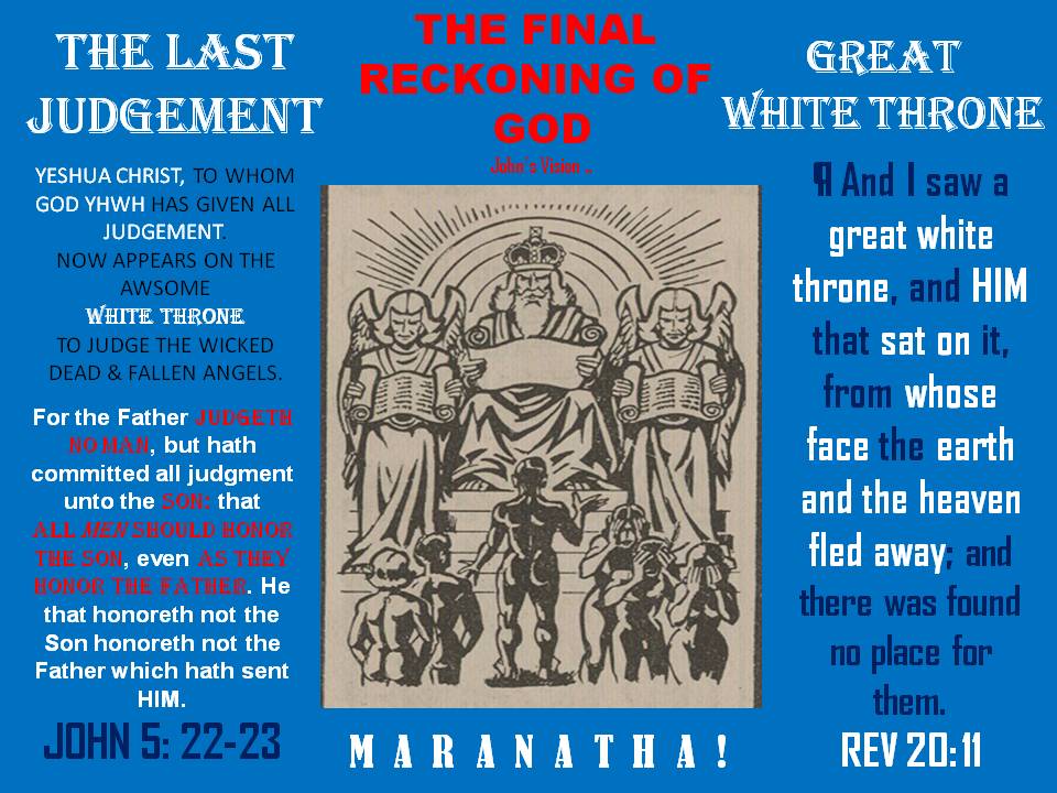 My Inaugural Address at the Great White Throne Judgment of the Dead